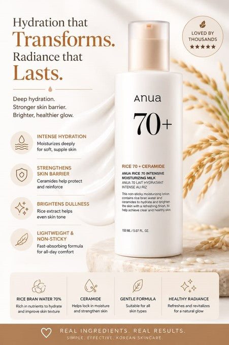 Anua Rice 70 Intensive Moisturizing Milk